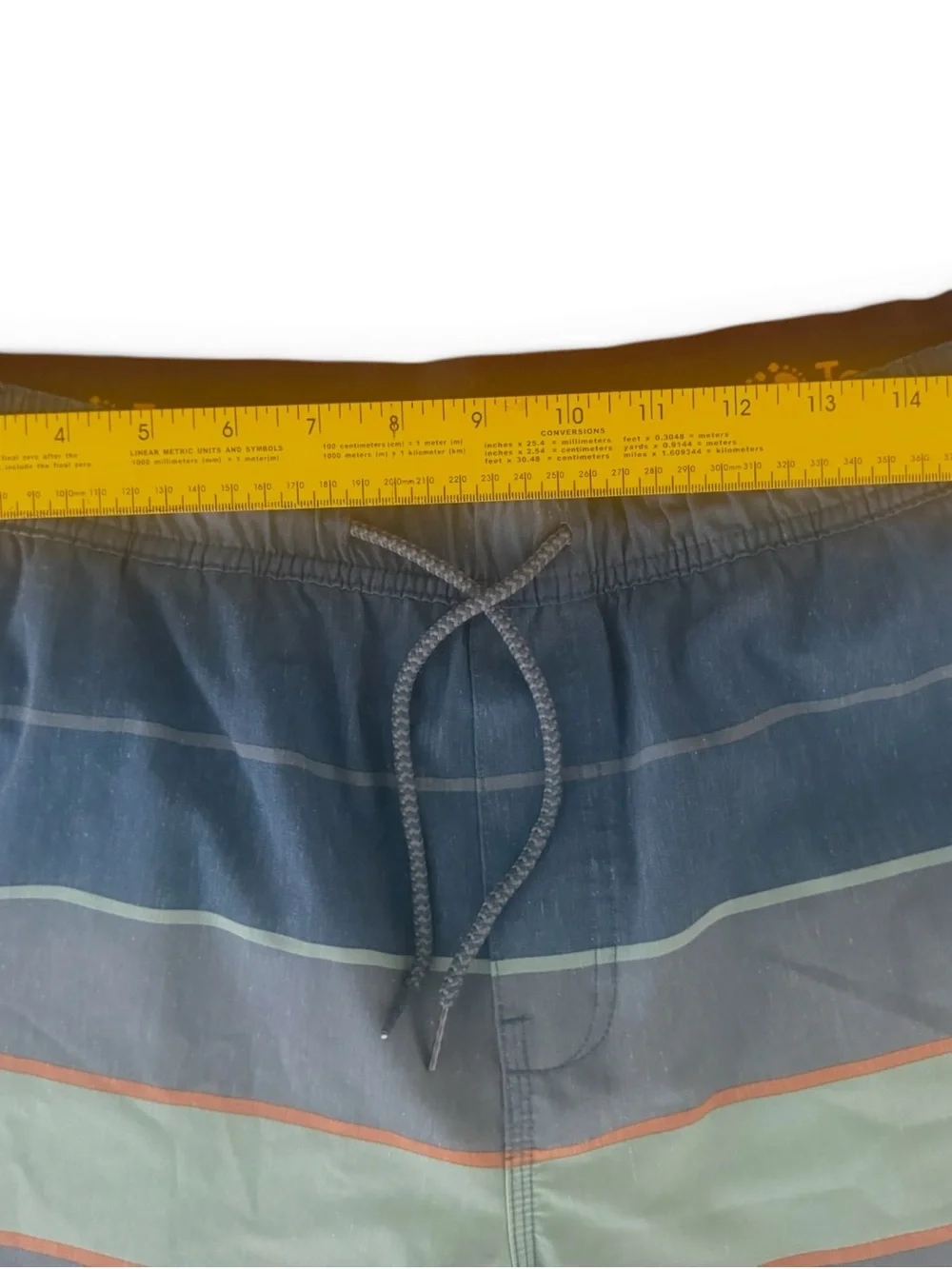 Hang Ten Men’s XL Striped Swim Trunks Board Shorts Compression Liner Blue Gray